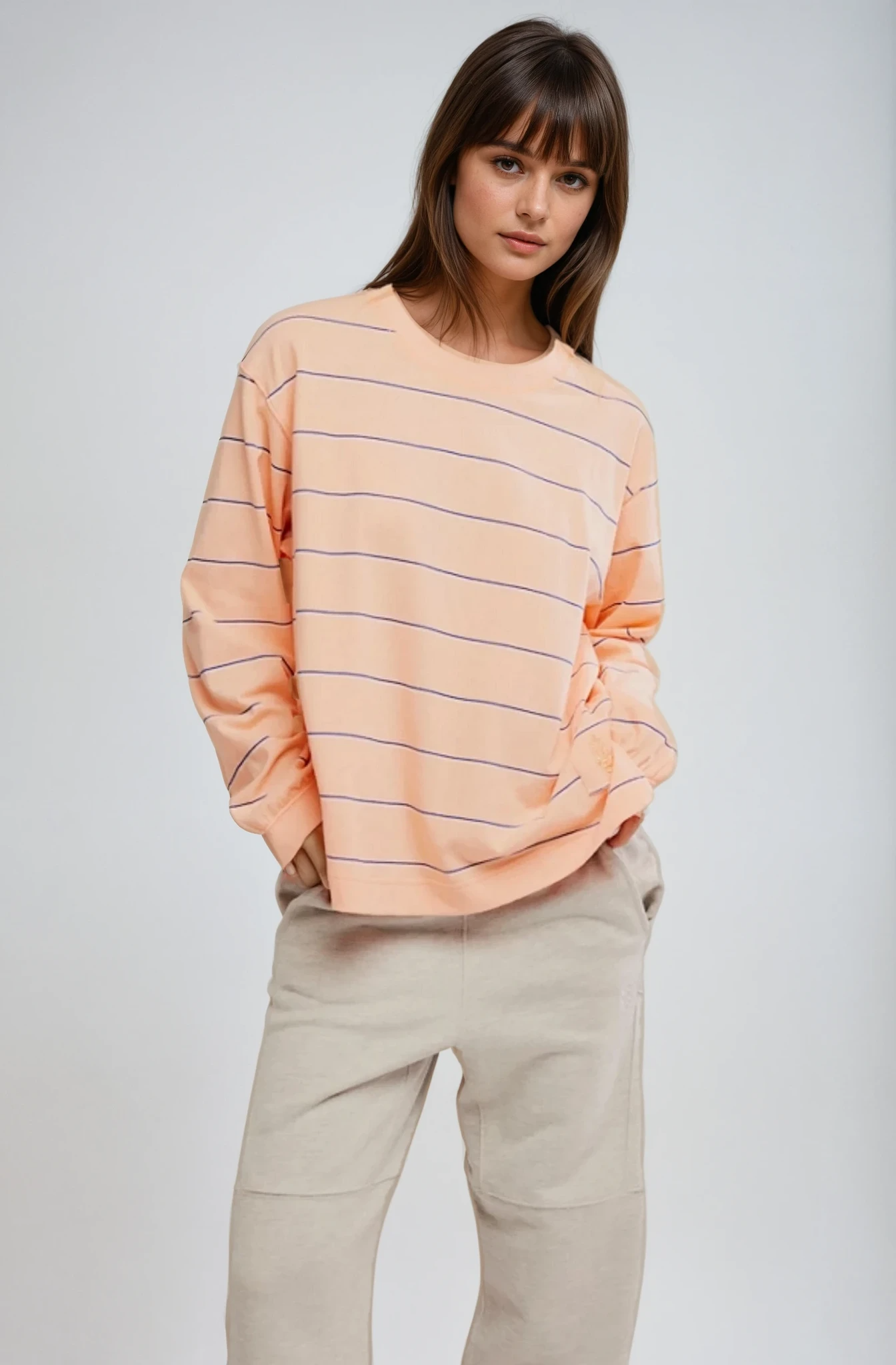 FP Movement Hustle Striped Layer Top Awning Stripe Peach