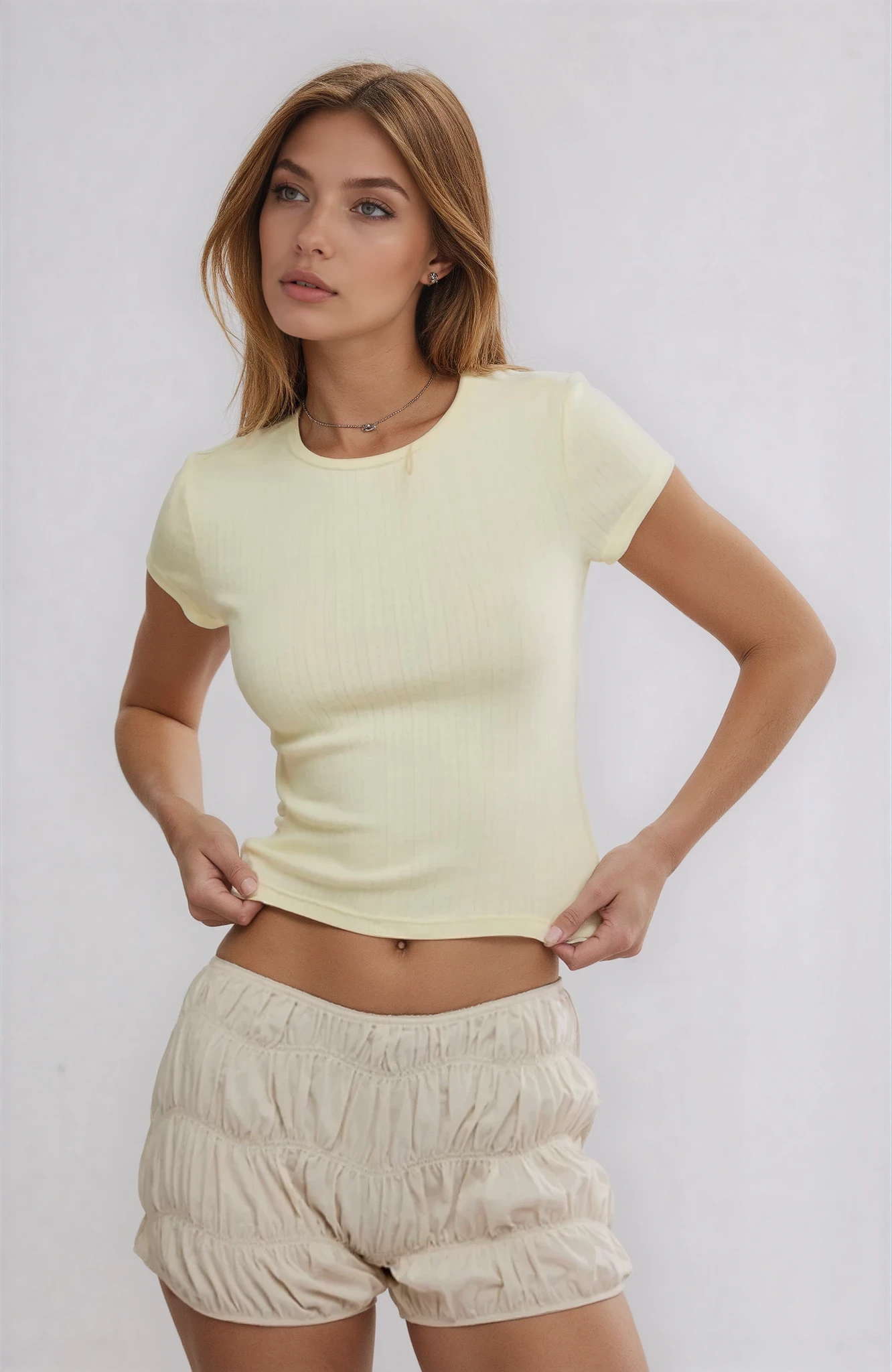 Free People Wait a Minute Baby Tee Banana Cream