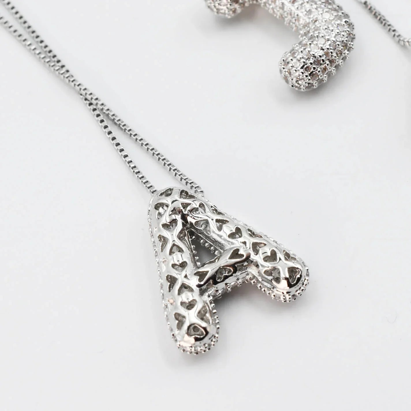 Rhinestone Bubble Initial Necklace