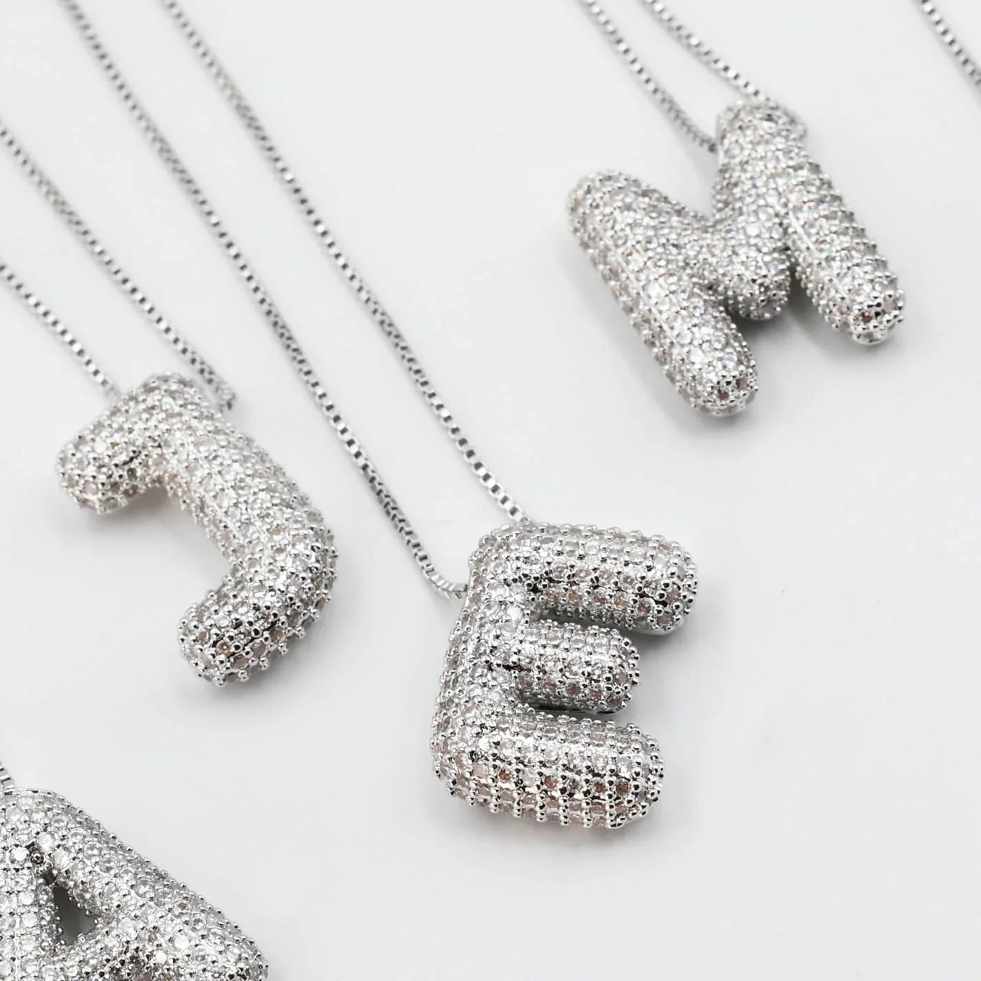 Rhinestone Bubble Initial Necklace