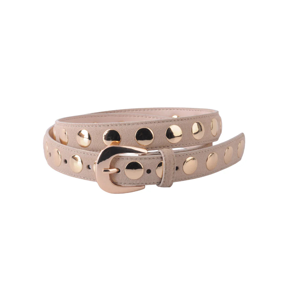 Monti Suede Beige Studded Belt