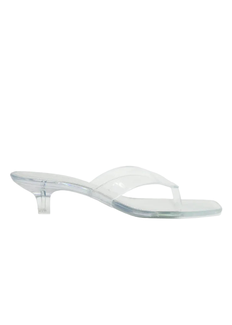 Steve Madden Tracie Clear Thong Strap Kitten Heels