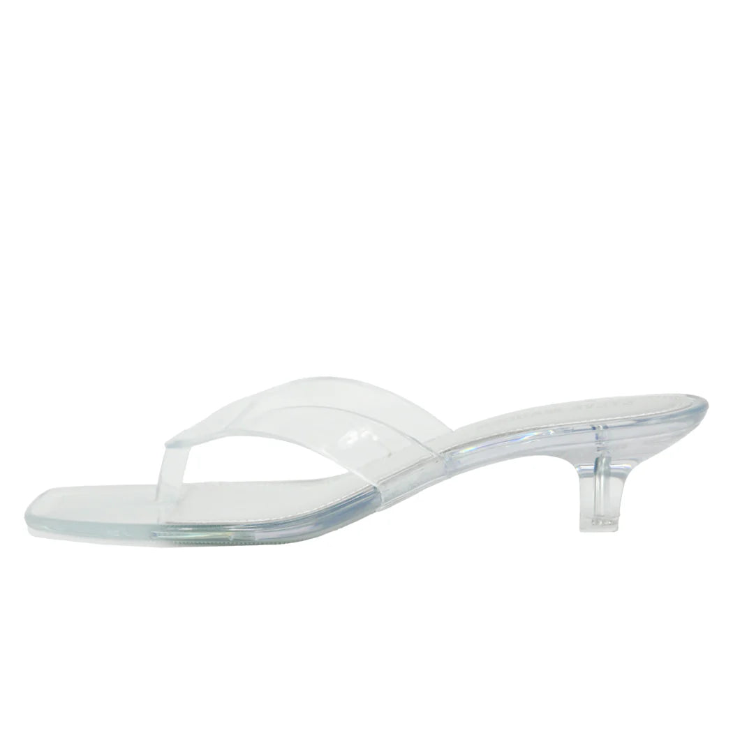 Steve Madden Tracie Clear Thong Strap Kitten Heels