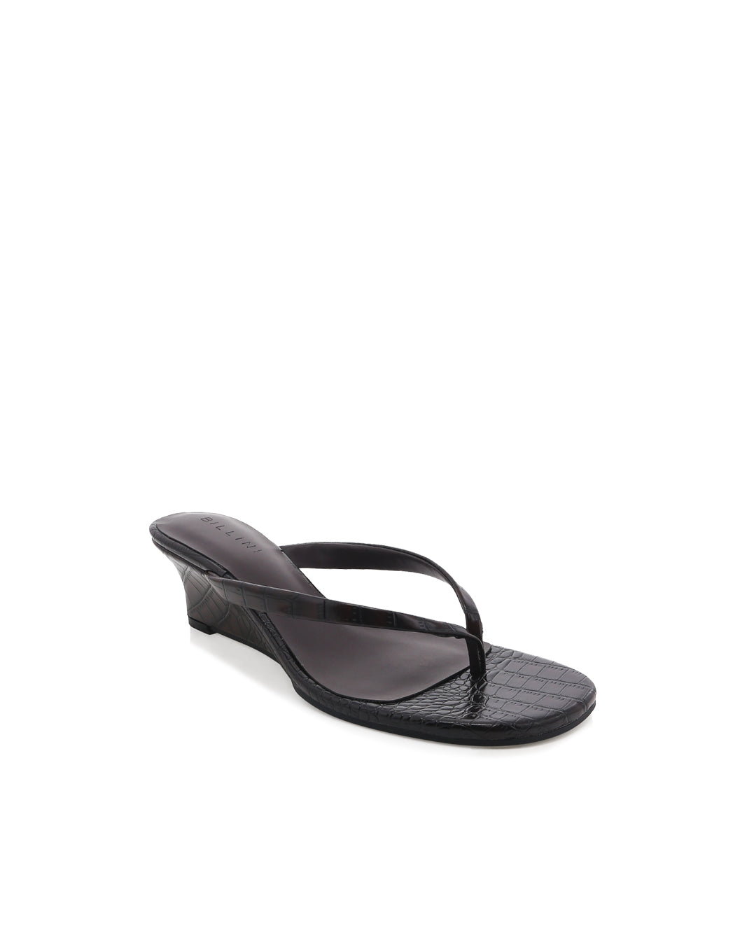 Billini Valia Dark Cacao Croc Wedge Heels