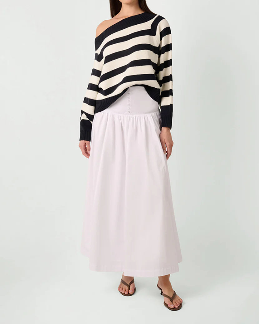WeWoreWhat | Off The Shoulder Sweater | Navy & White