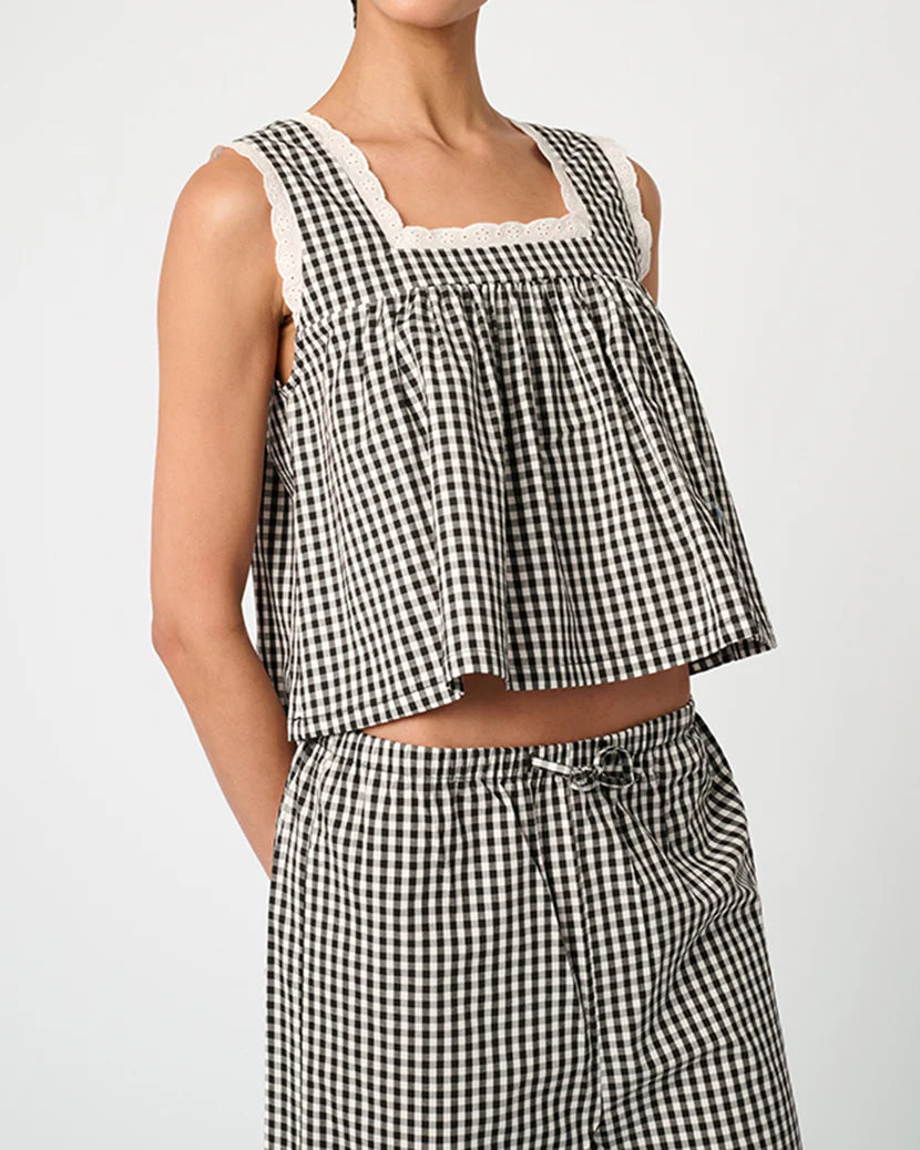 Square Neck Baby Doll Top | Black Multi