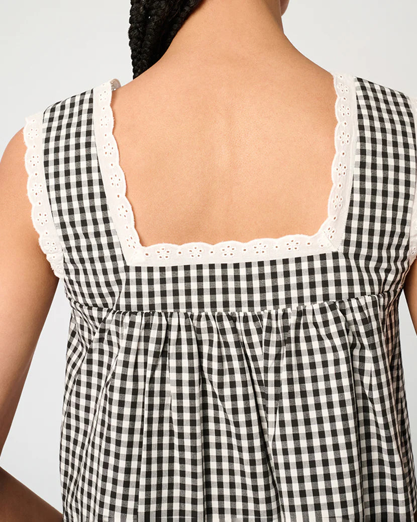 Square Neck Baby Doll Top | Black Multi