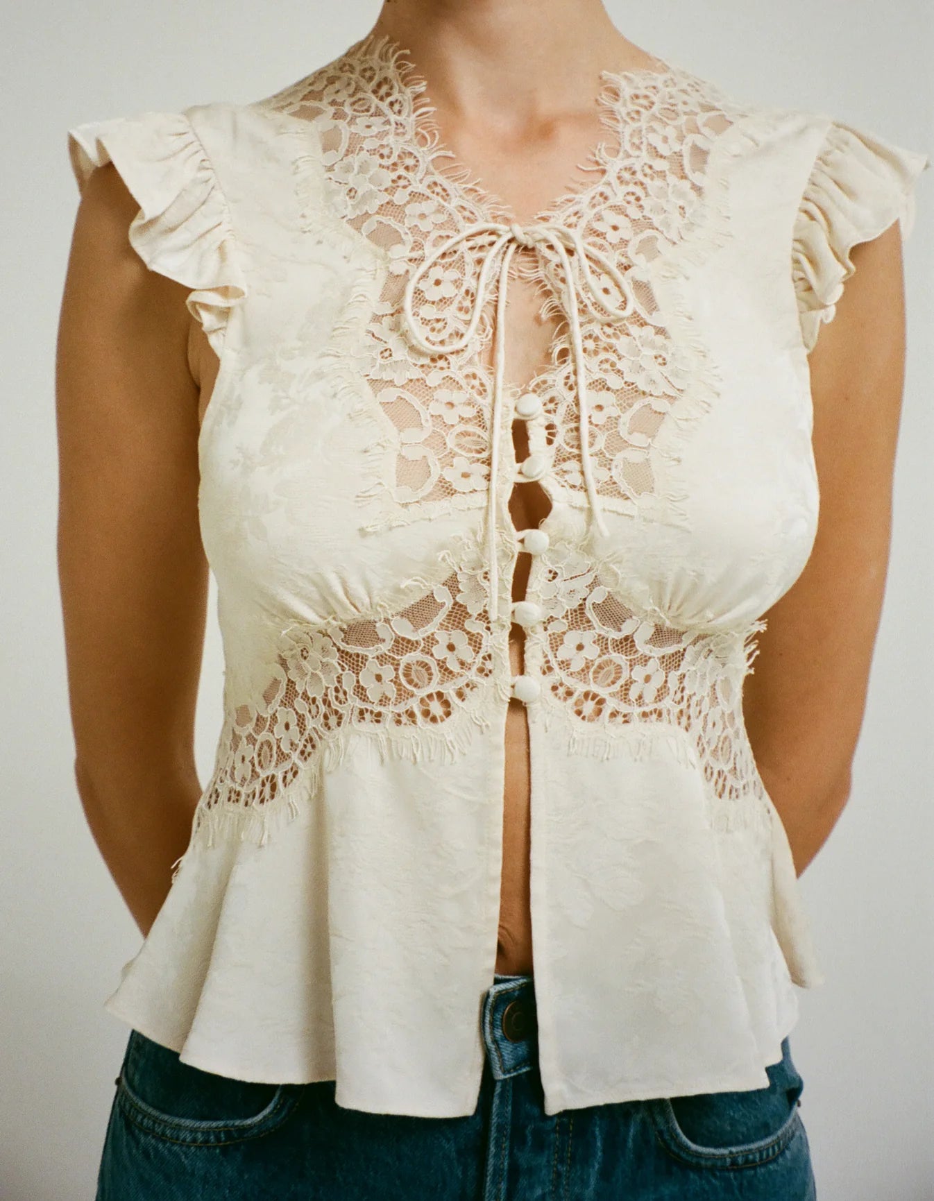 Rumored Wisteria Top Ivory Jacquard | Tops | Coco Kimono Boutique