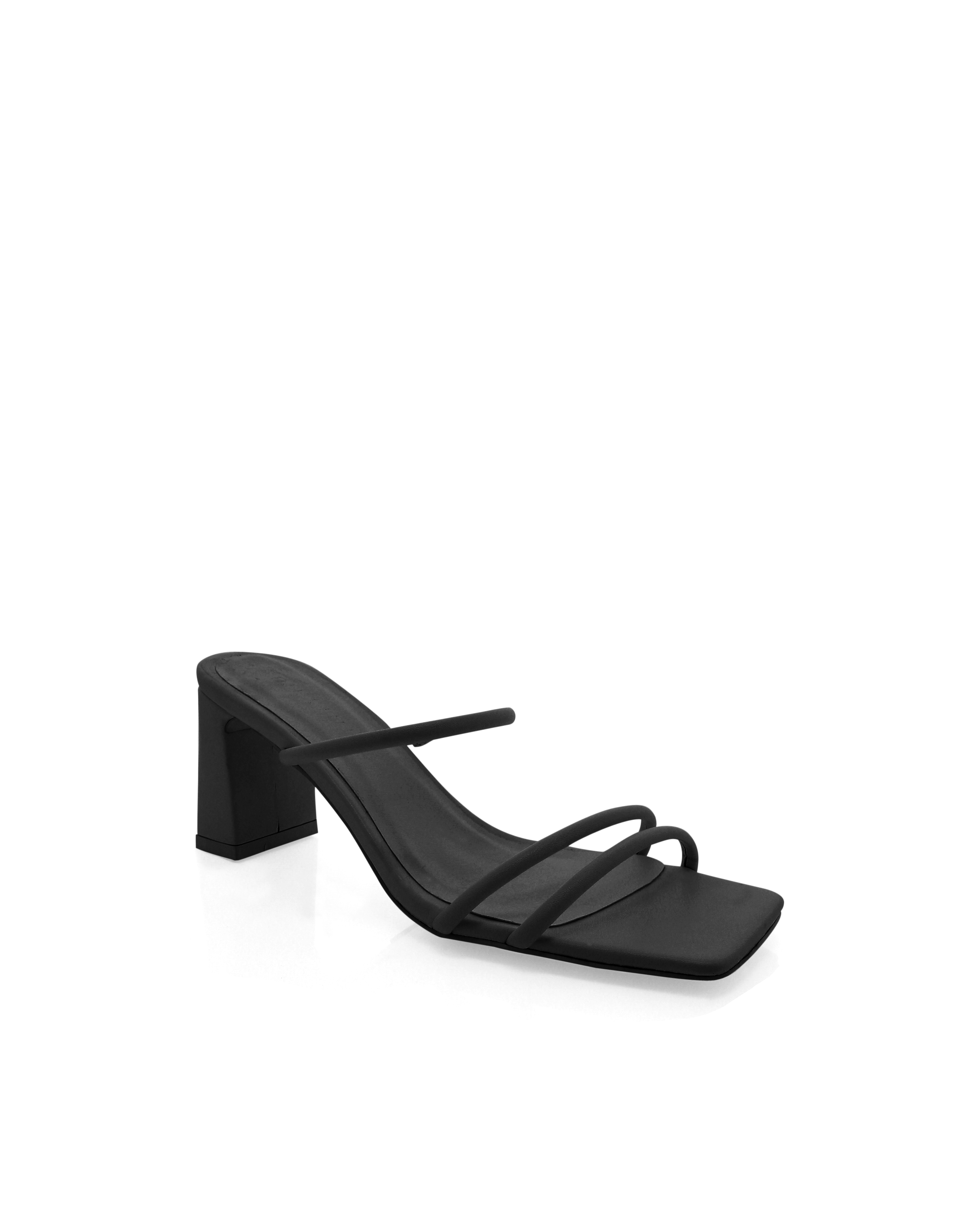 Isoka Black Block Mule Heels