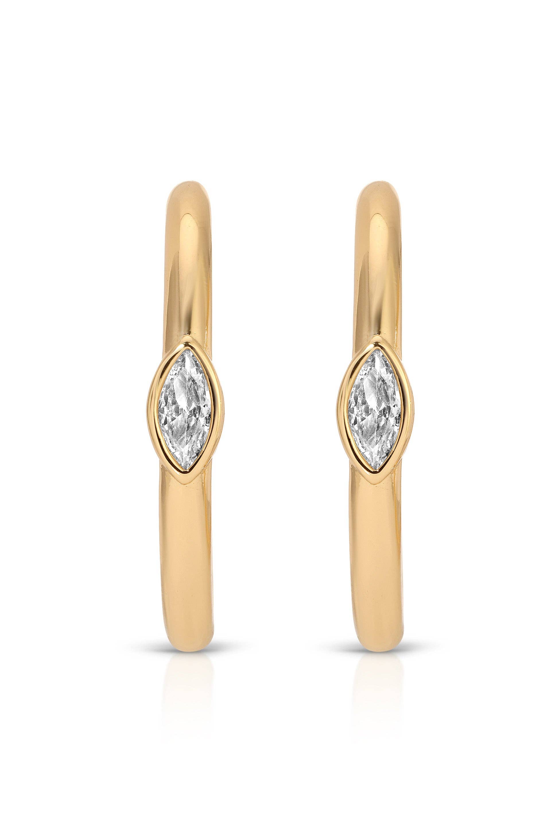 Medium Marquise Crystal Hoops