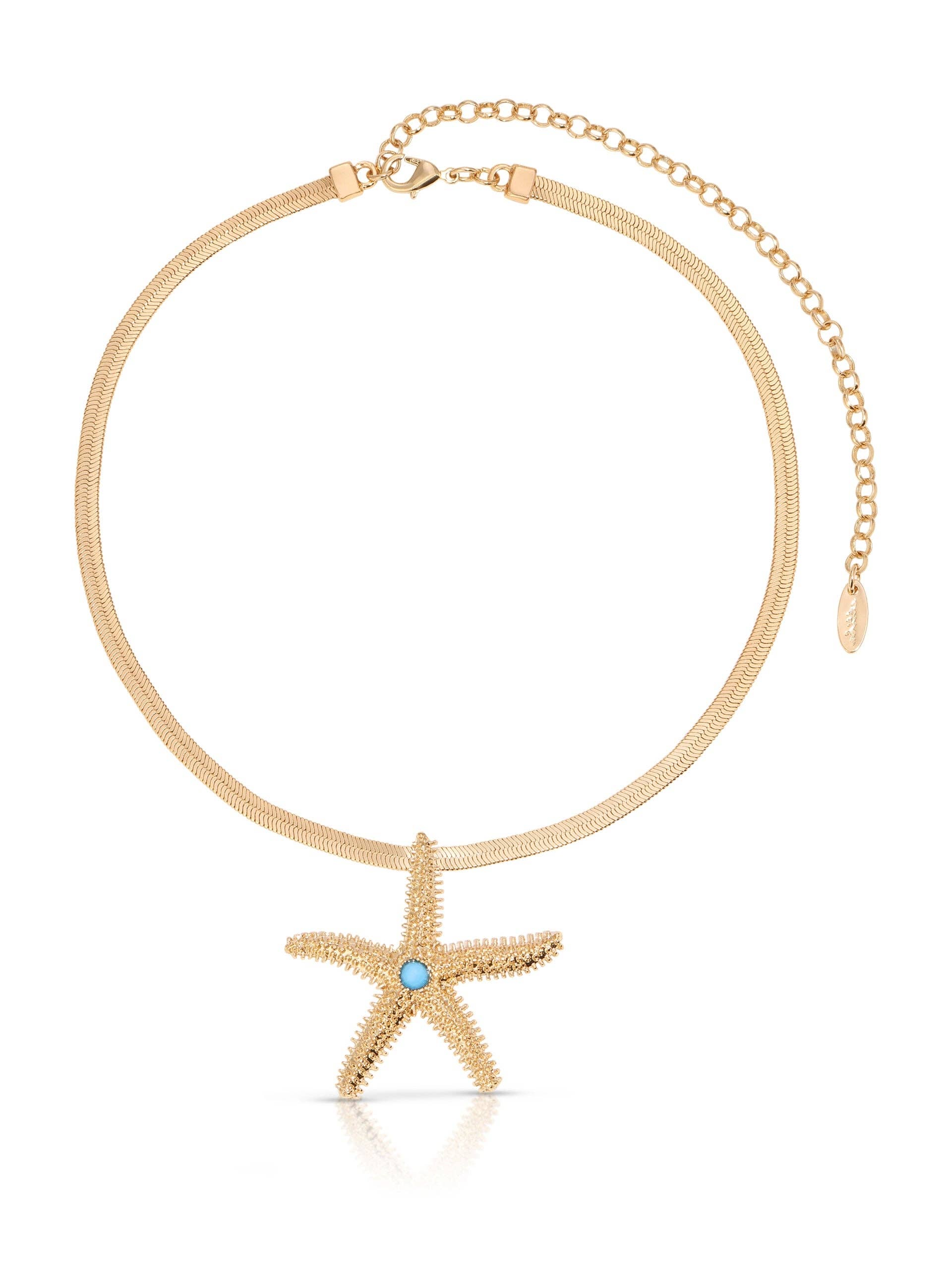 Mermaid Cove Starfish Pendant Brass Necklace