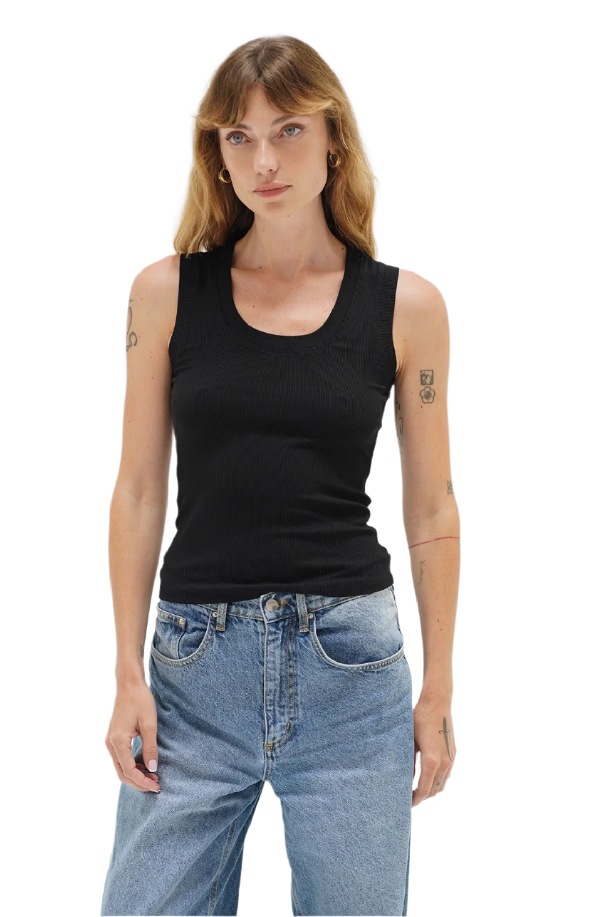 Deep U Ribbed Tank Top