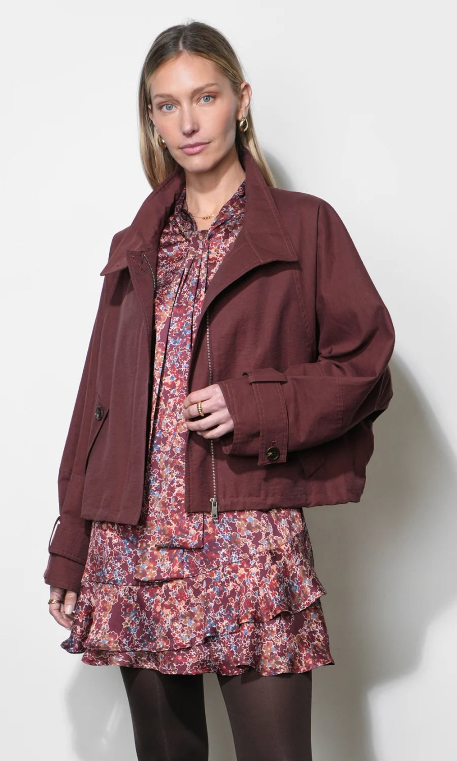 Greylin Eden Funnel Collar Oversized Jacket