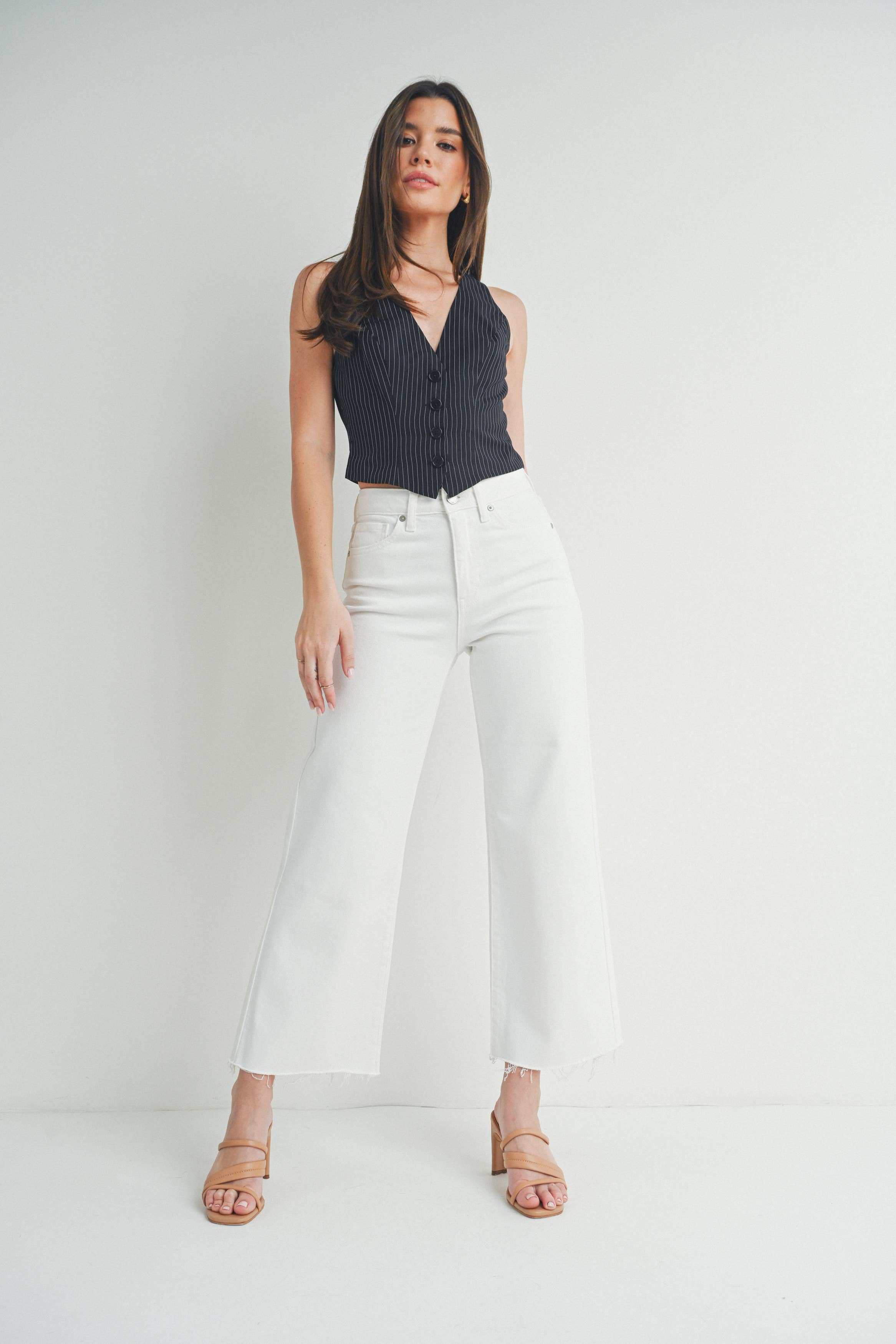 Bianca White Slim Wide Leg
