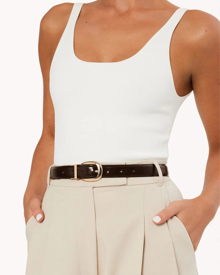 Billini Caroline Reversible Belt Dark Cacao Black Shine