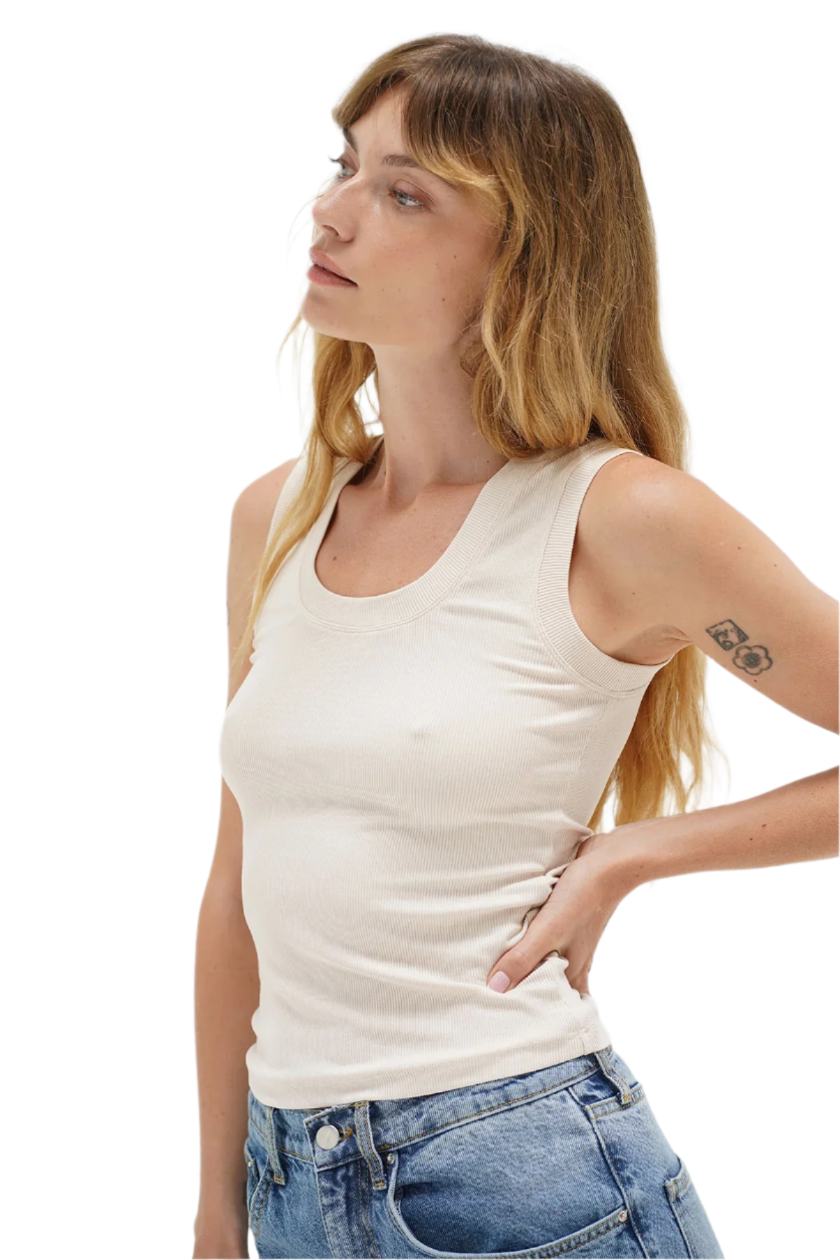 Deep U Ribbed Tank Top