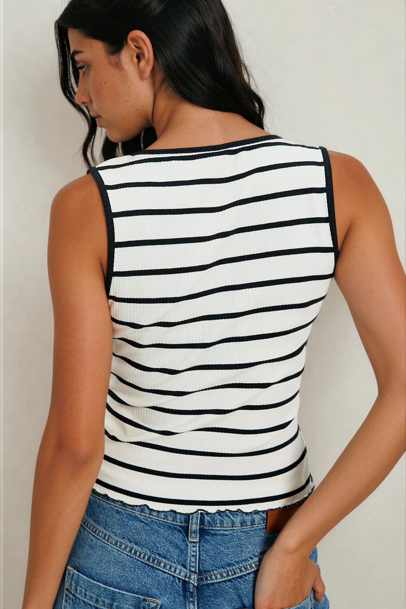 FREE PEOPLE Tilly Striped Vest Black & White