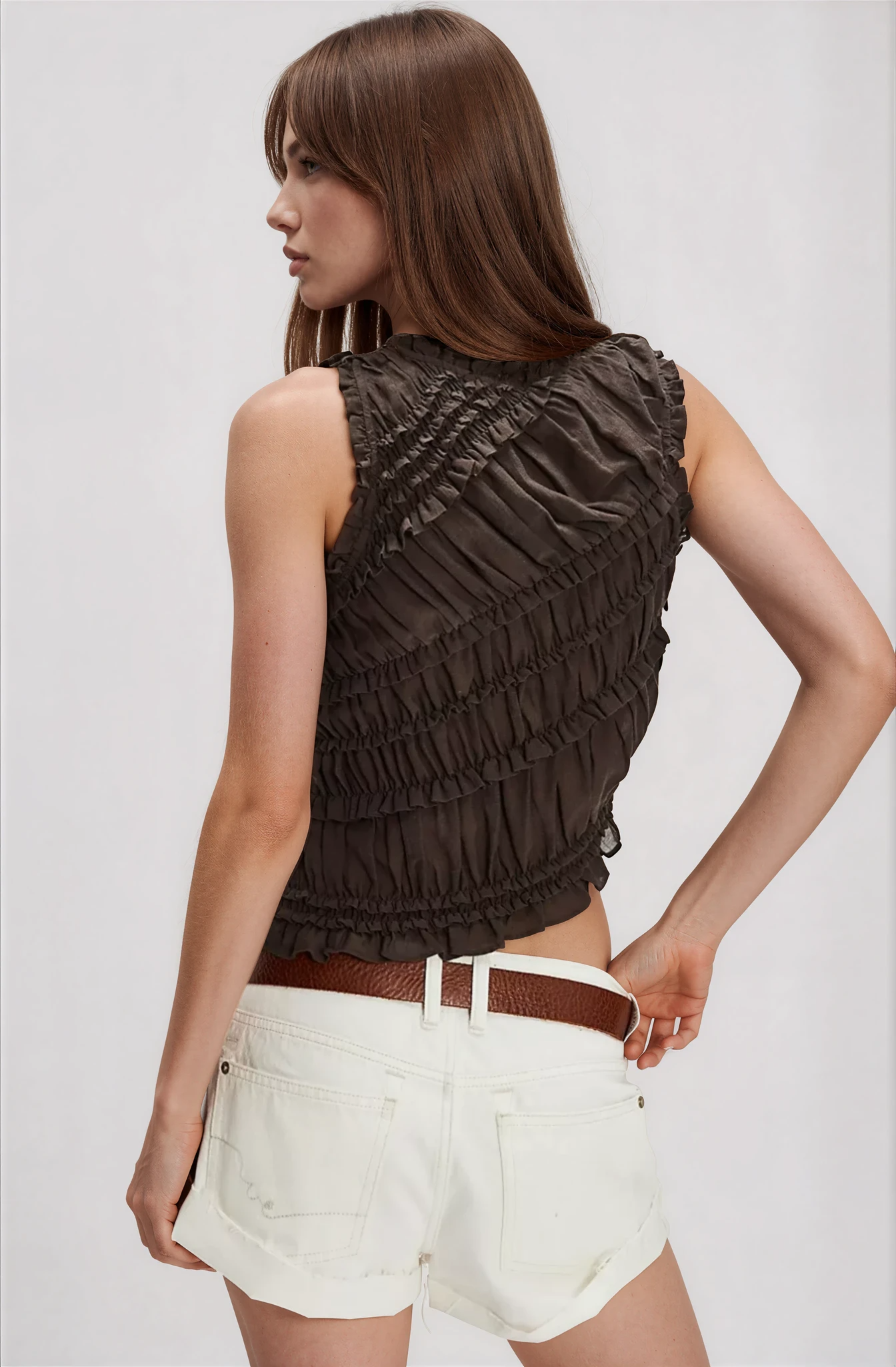 Free People Pink Sands Smocked Top Chocolate