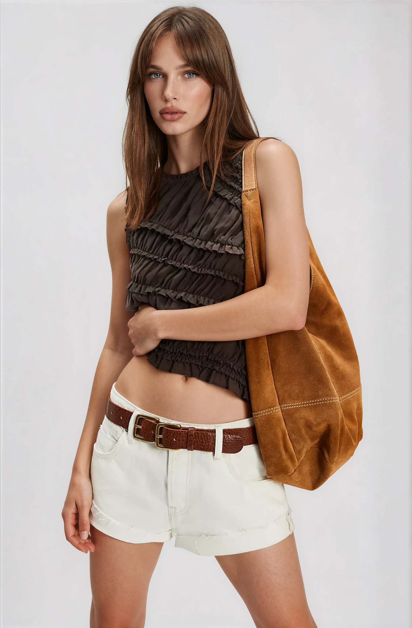 Free People Pink Sands Smocked Top Chocolate