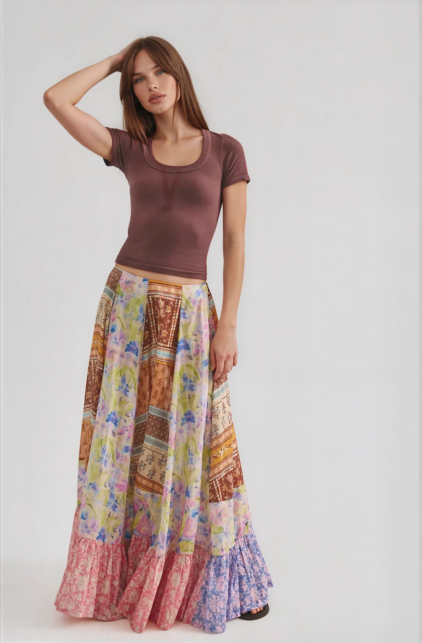 Free People Santa Eulalia Printed Maxi Skirt