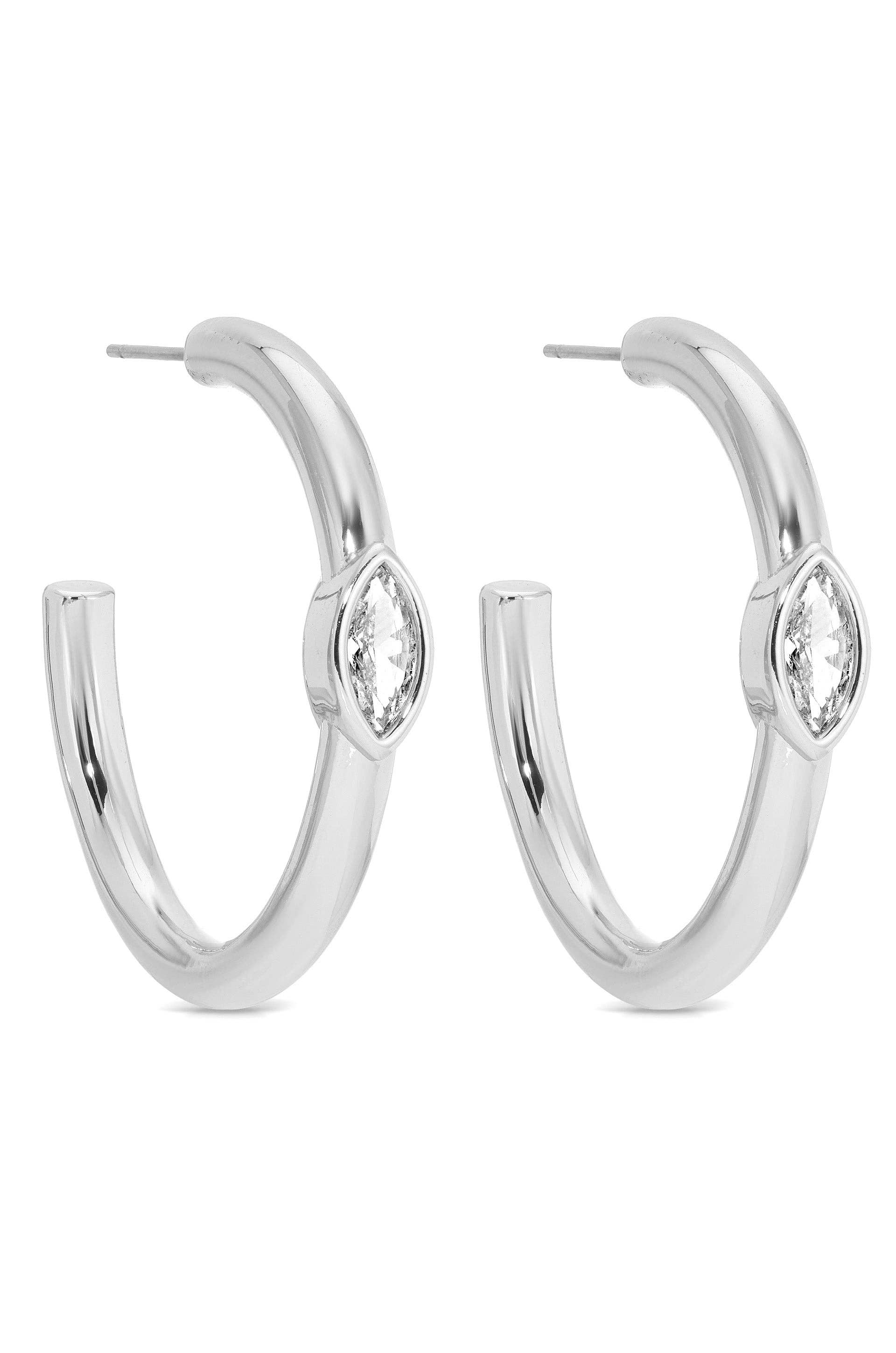 Medium Marquise Crystal Hoops