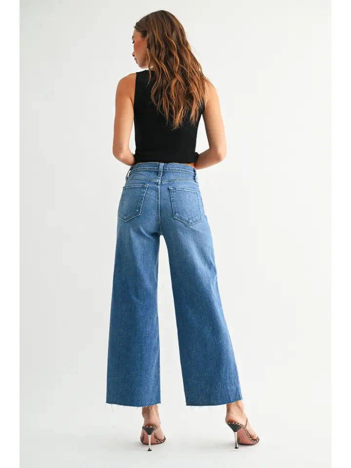 Becky Wide Leg Jeans Medium Blue