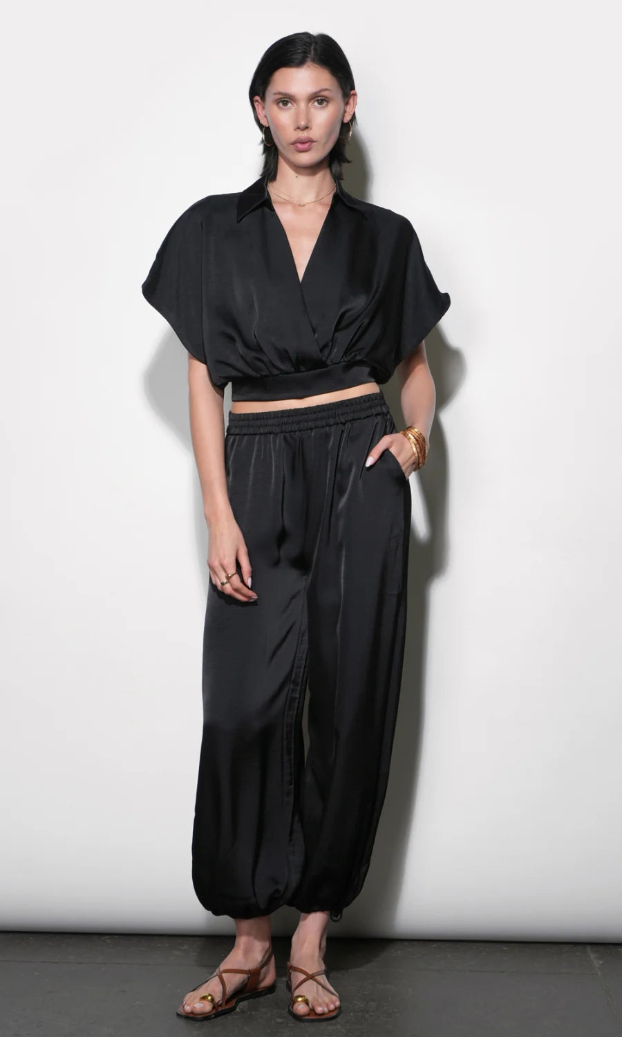 Greylin Ophelia Black Elastic Waist Balloon Pants