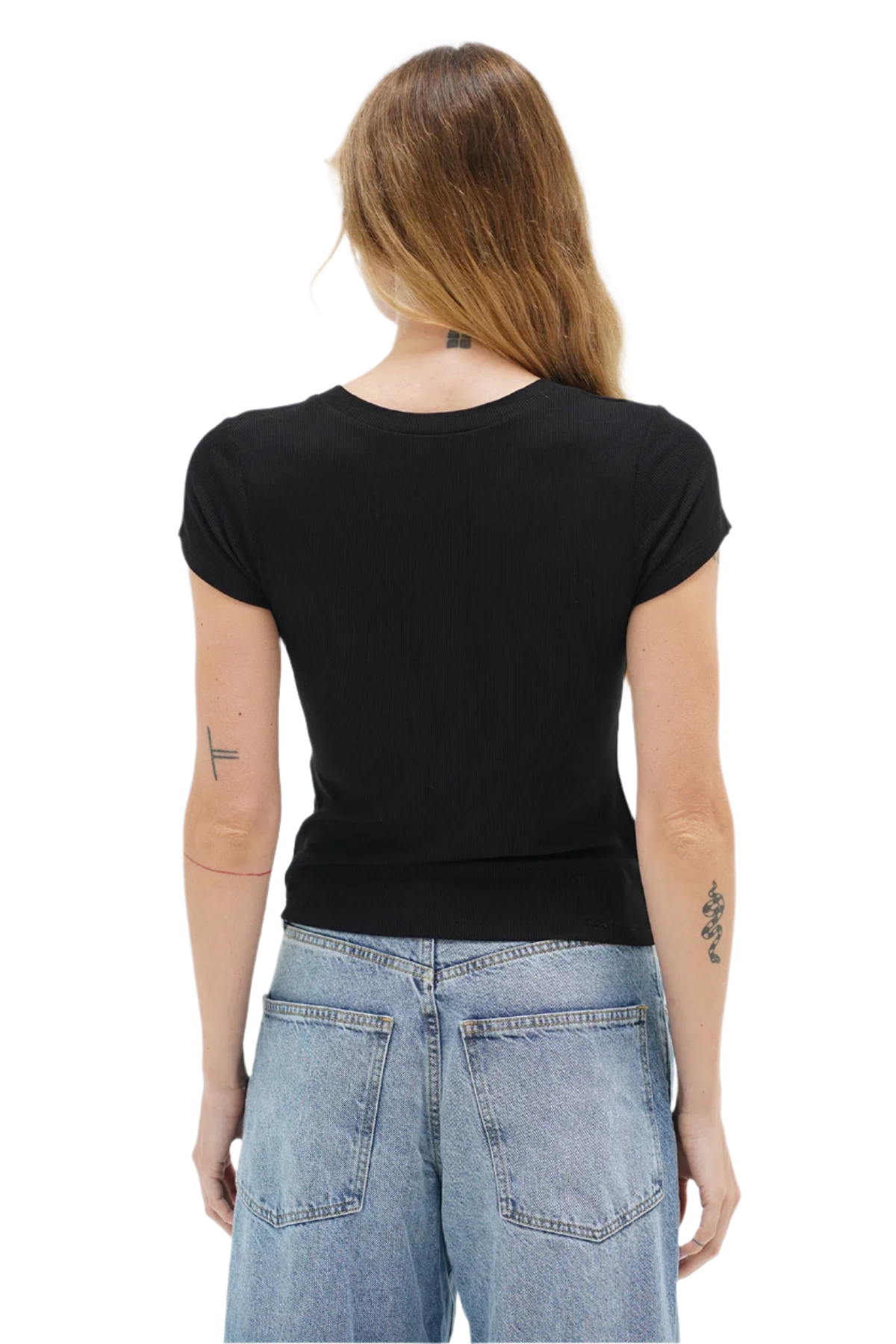 LNA | Fitted Ribbed V Neck | Black
