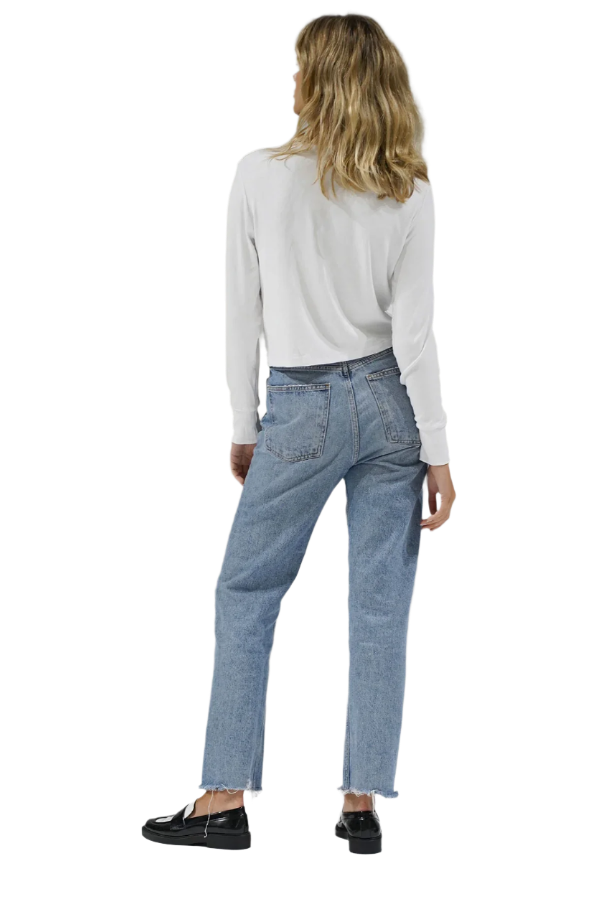 Long Sleeve Ribbed Crew | White