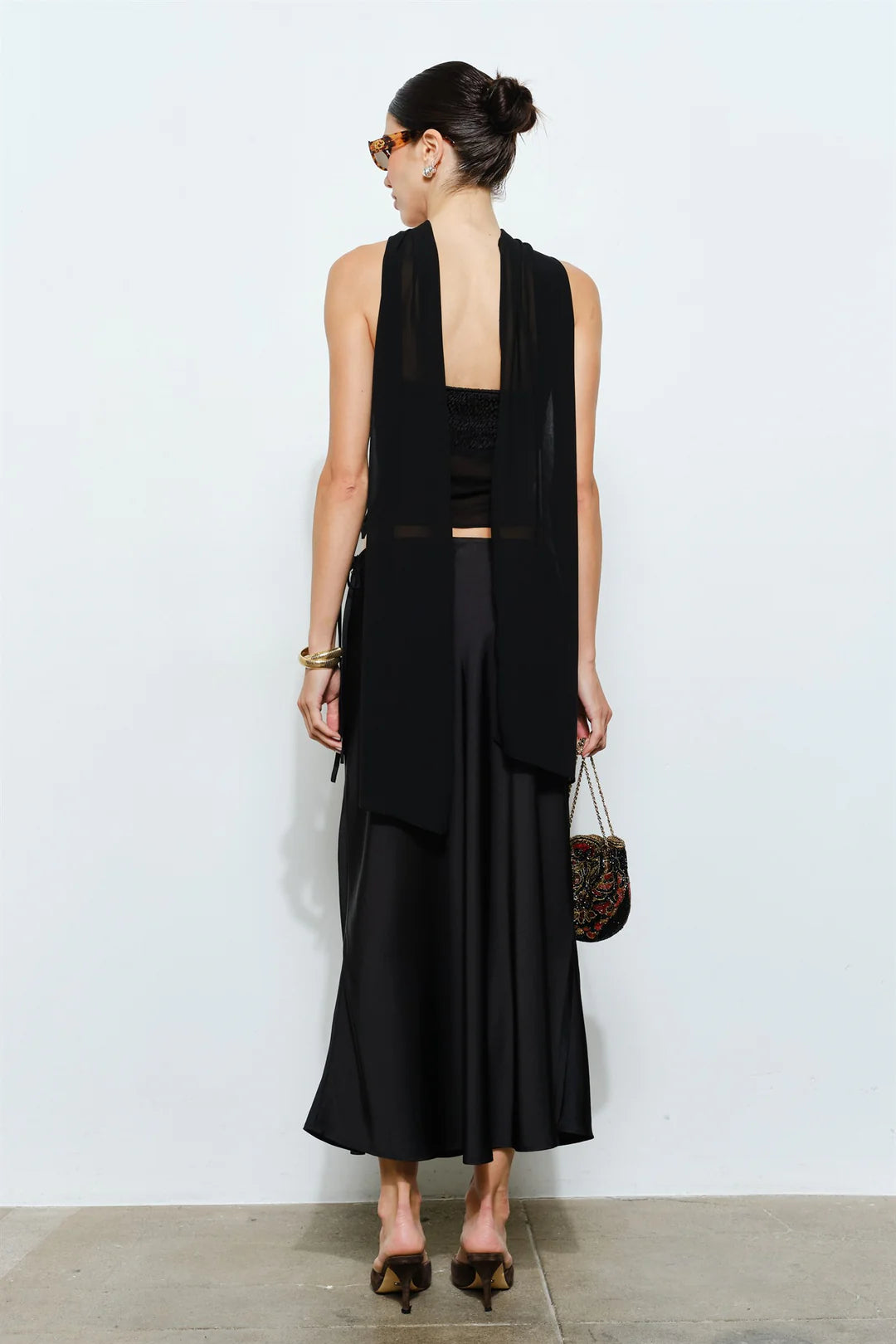 Calliope Black Strapless Scarf Top