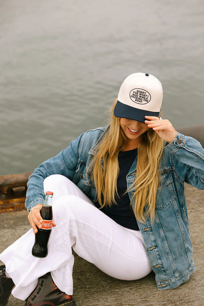 Sorry For What I Said While Docking The Boat Hat | Navy Natural