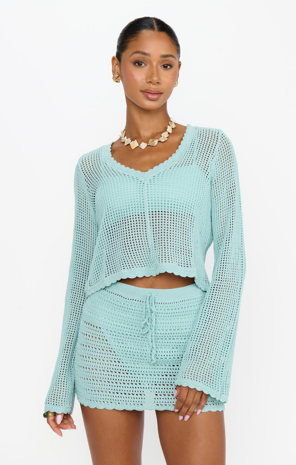 Offshore Jelly Mint Crochet Top