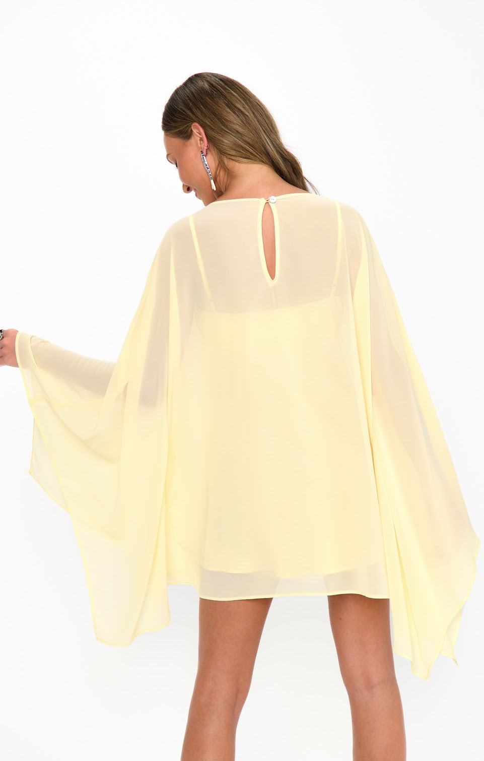 Show Me Your Mumu Olsen Mini Dress Pale Yellow Chiffon