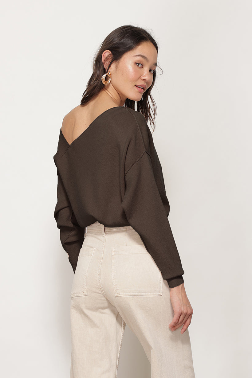 Favorite Off Shoulder Sweater Brown