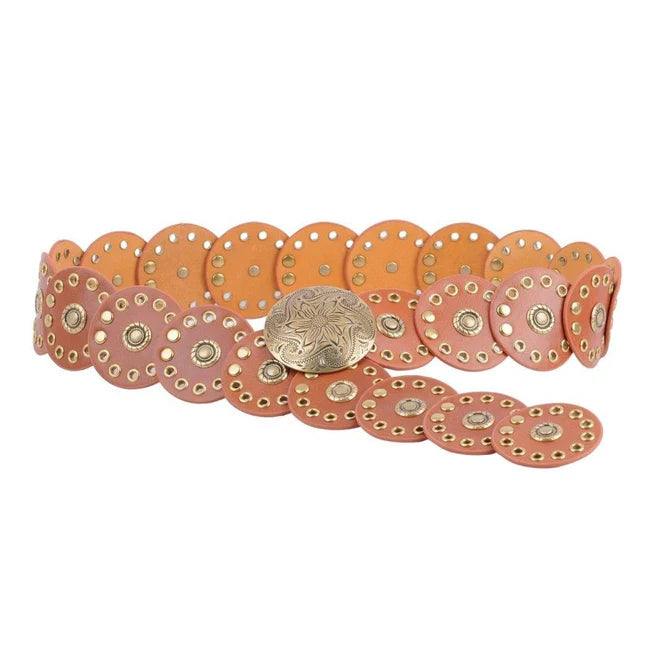 Taytay Round Leather Western Belt | Tan