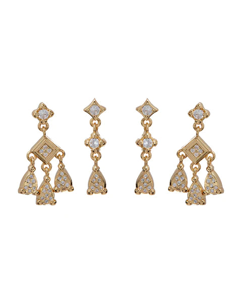 Bezel Charm Studs Set Gold