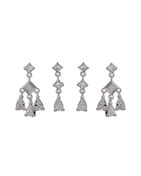 Bezel Charm Studs Set Silver