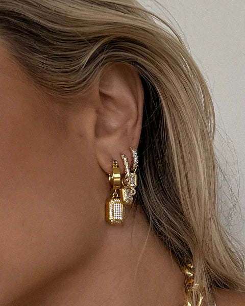 Faceted Diamond Statement Hoops