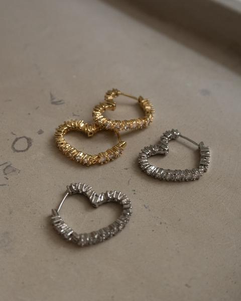 Diamond Heart Bijoux Hoops