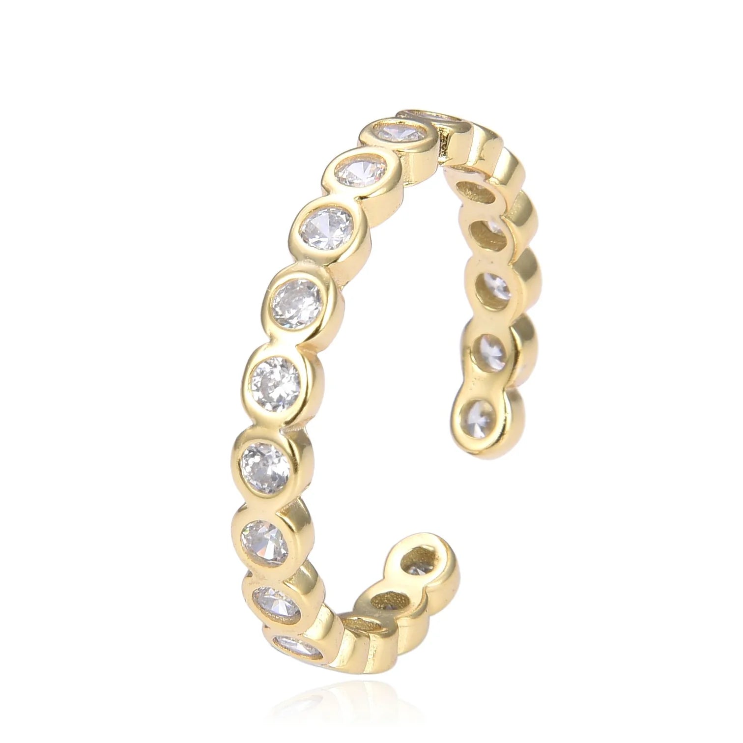 Dahlia Sterling Silver 14K Gold Plated Cz Ring