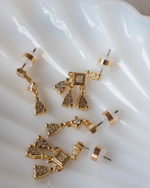 Bezel Charm Studs Set Silver