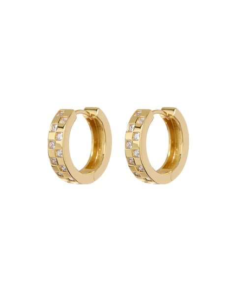 Checkerboard Pave Hoops