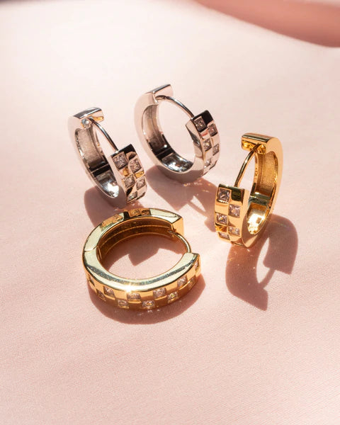 Checkerboard Pave Hoops