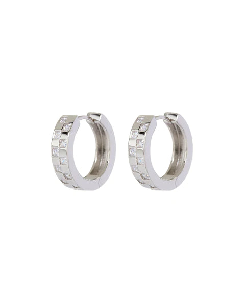 Checkerboard Pave Hoops