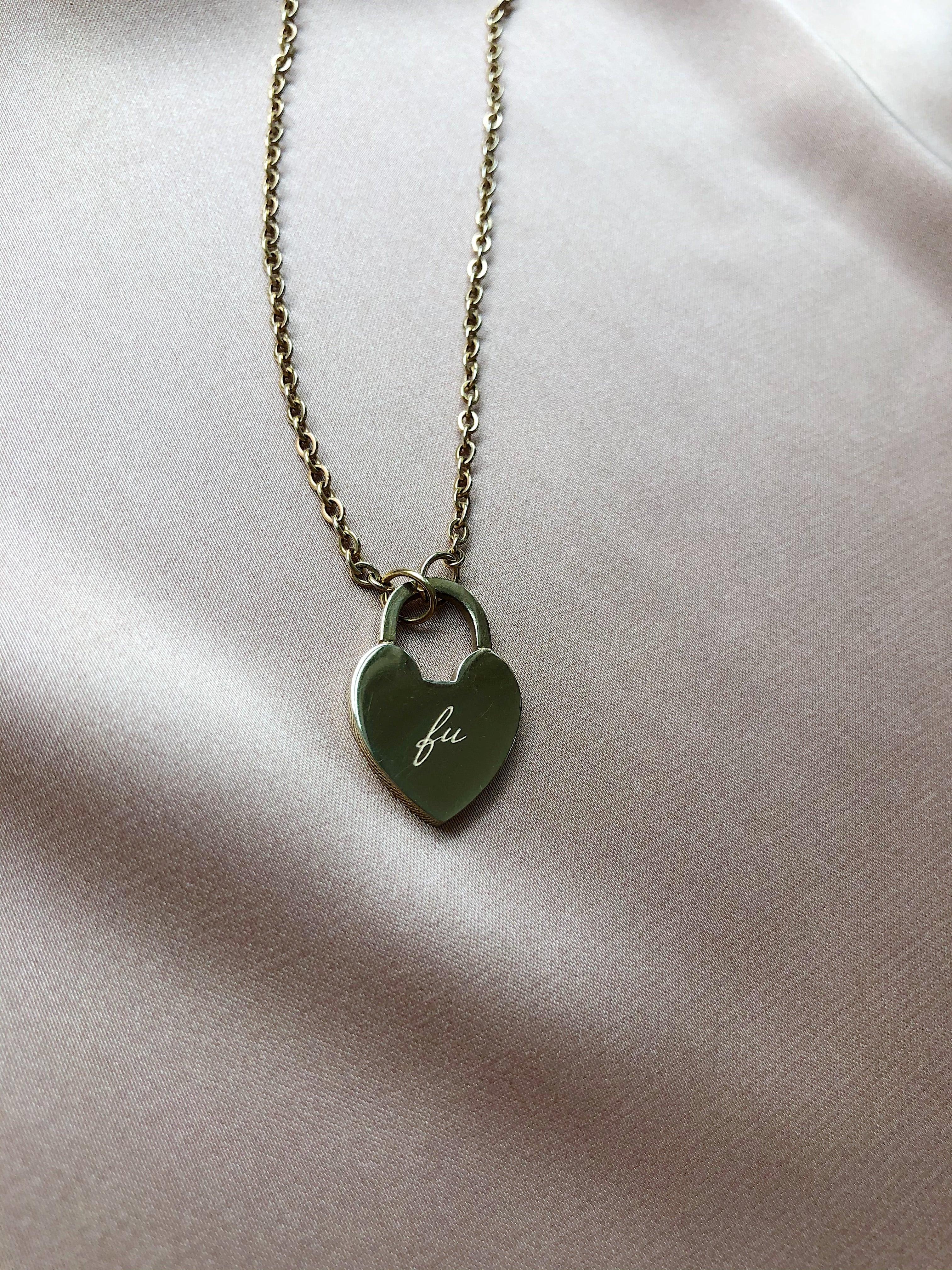 Fu Heart Padlock Pendant Necklace