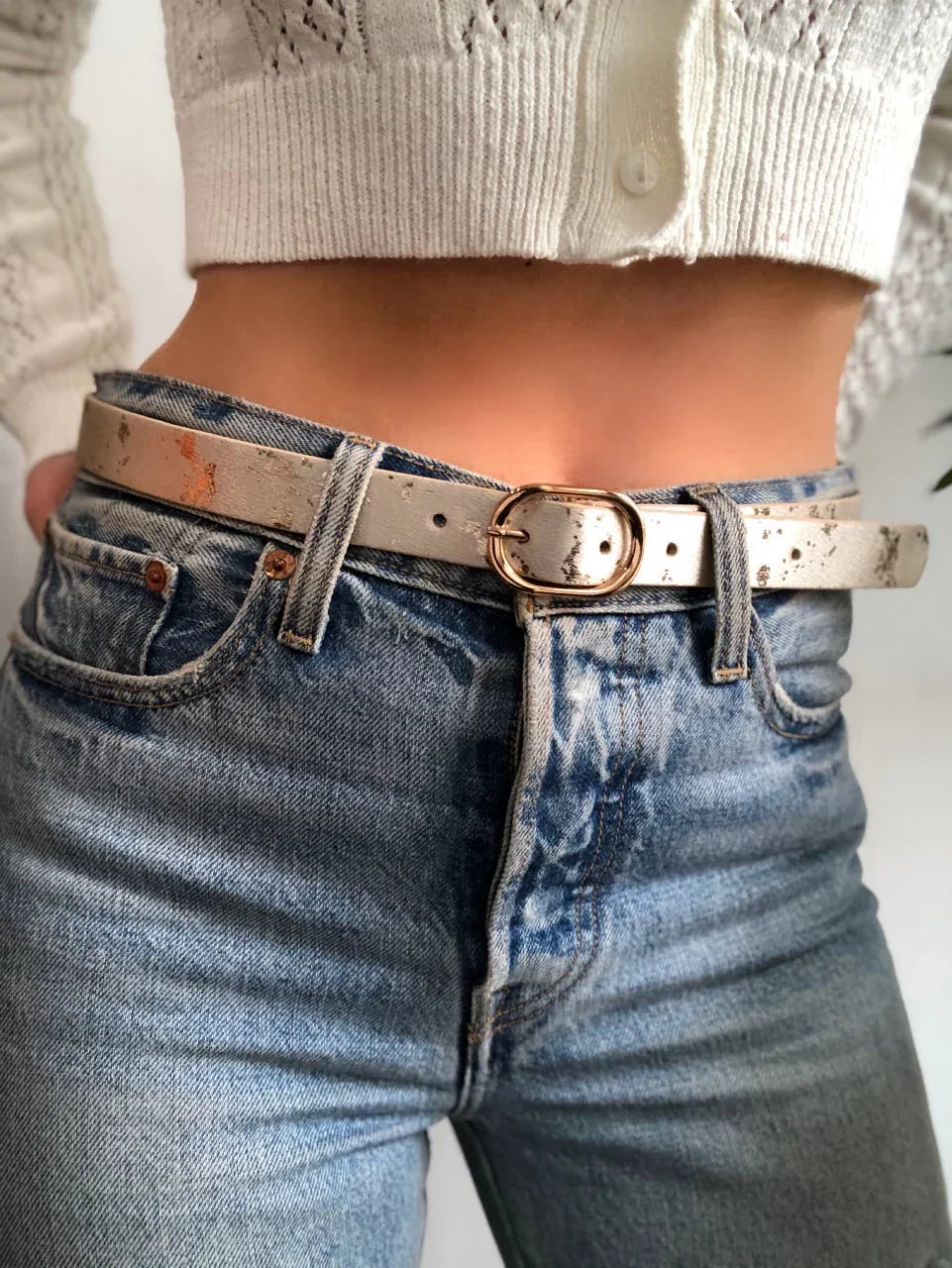 Kendall Metallic Gold Leather Belt