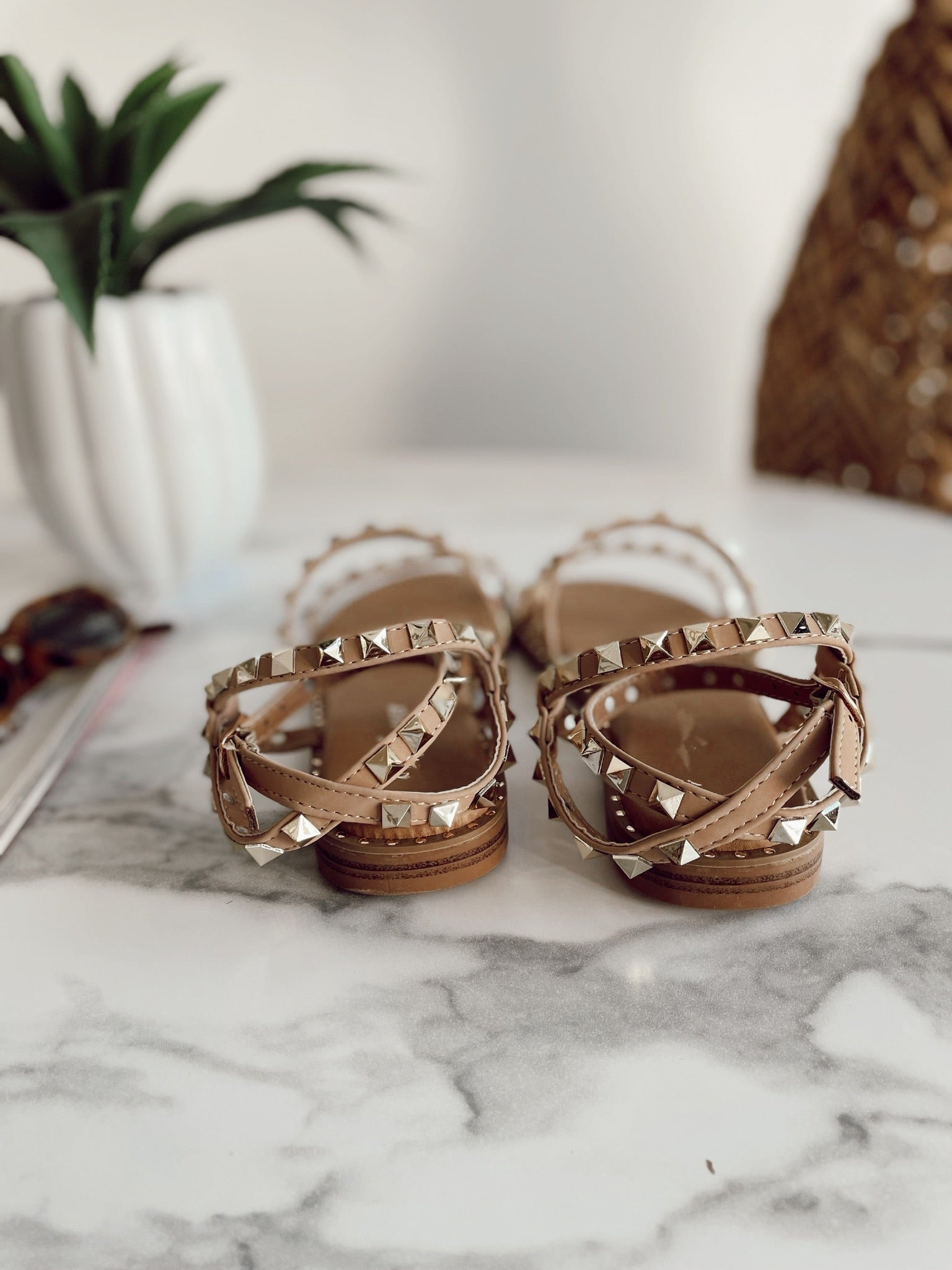 Tina Stud Gladiator Sandals | Nude