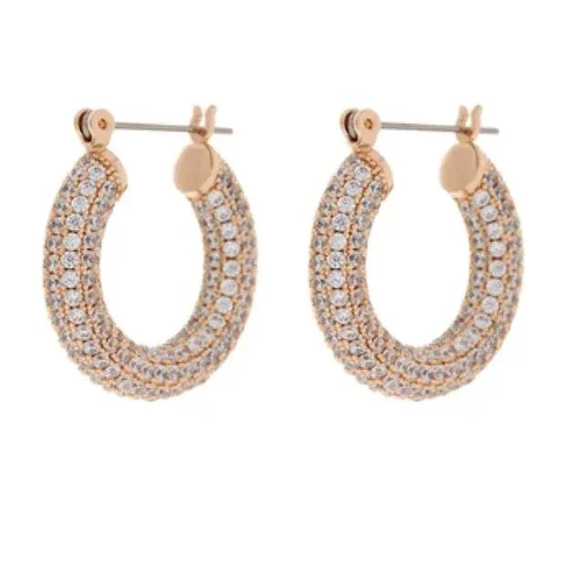 Pave Baby Amalfi Hoops - Rose Gold