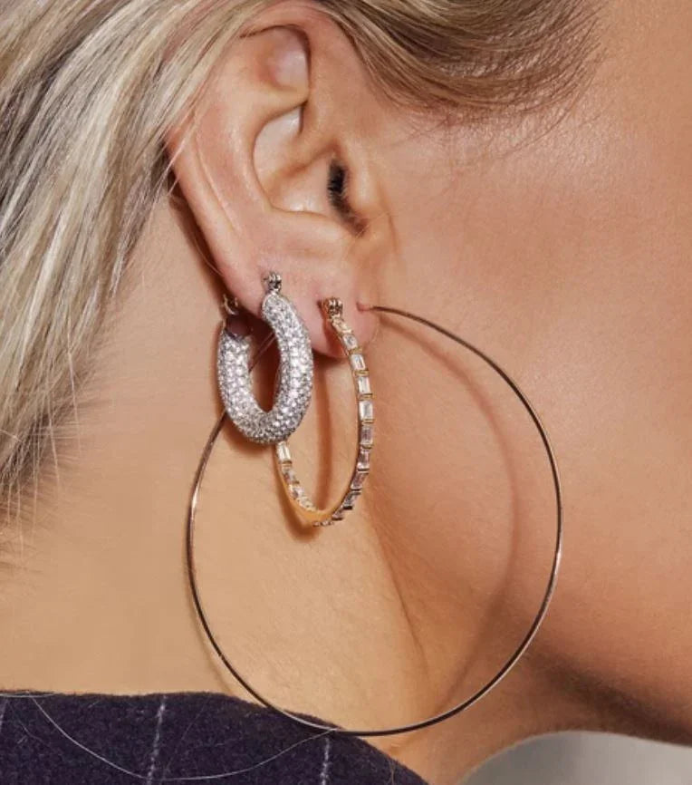 Pave Baby Amalfi Hoops - Silver