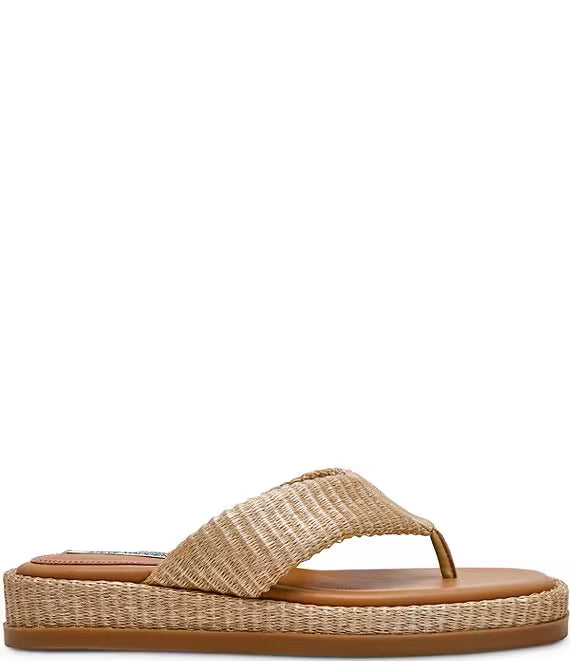 Steve Madden Bella Natural Raffia Thong Sandals Flip Flops
